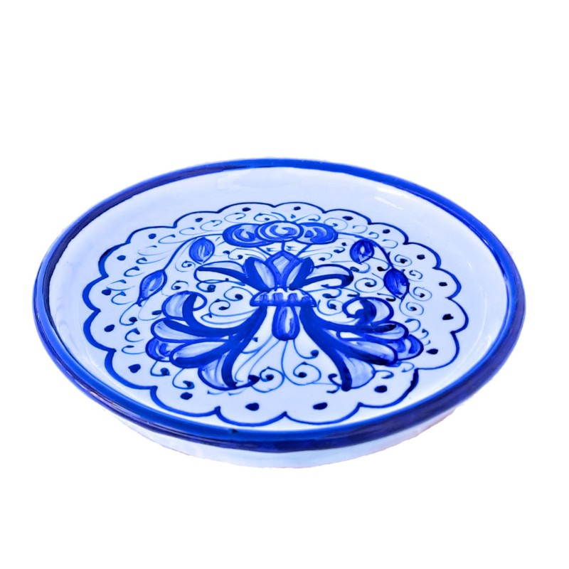 Sottobicchiere ceramica maiolica Deruta ricco Deruta blu monocolore