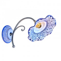 Applique lamp Deruta majolica ceramic hand painted blue Lucia decoration iron