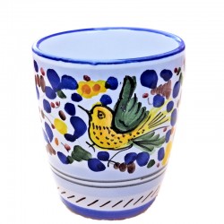 Bicchiere ceramica maiolica Deruta dipinto a mano decoro Arabesco Colorato