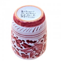 Bicchiere ceramica maiolica Deruta dipinto a mano decoro Arabesco Rosso
