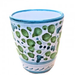 Bicchiere ceramica maiolica Deruta dipinto a mano decoro Arabesco Verde
