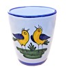 Bicchiere ceramica maiolica Deruta uccellino