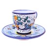 Coffee cup bar with saucer majolica ceramic Deruta rich Deruta blue