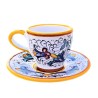 Coffee cup bar and saucer ceramic majolica Deruta hand painted Rich Deruta yellow decoration