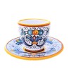 Coffee cup bar and saucer ceramic majolica Deruta hand painted Rich Deruta yellow decoration