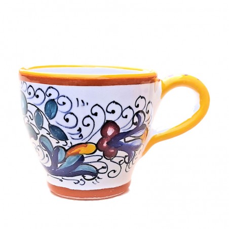 Coffee Cup Bar ceramic majolica Deruta hand painted with Rich Deruta yellow decoration CC 80