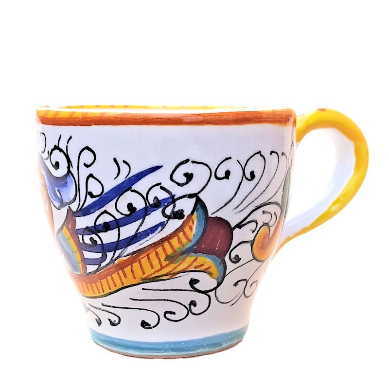 Coffee Cup Bar ceramic majolica Deruta hand painted with Raphaelesque decoration CC 80