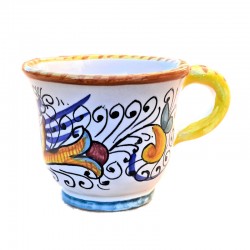 Coffee Cup ceramic majolica Deruta hand painted with Raphaelesque decoration CC 80