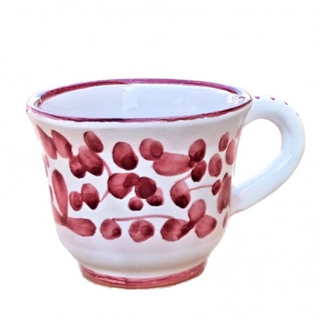 Coffee cup majolica ceramic red arabesque