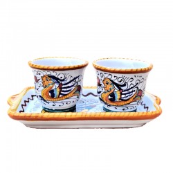 Set caffè ceramica maiolica Deruta raffaellesco 3 pz