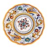 Piatto tavola ceramica maiolica Deruta dipinto a mano decoro Raffaellesco centrino smerlato