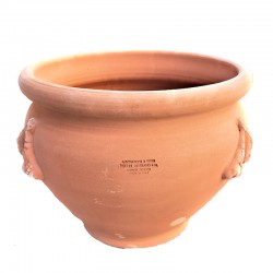 Round terracotta planter with festoon hand made