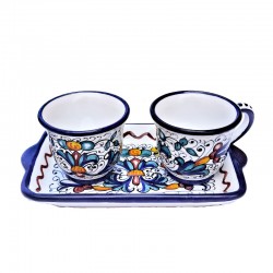 Set caffè ceramica maiolica Deruta ricco Deruta blu 3 pz