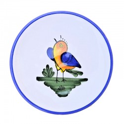 Small wall plate majolica ceramic Deruta little bird