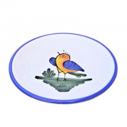 Small majolica plate Deruta hand painted with little bird decoration Cm. 12