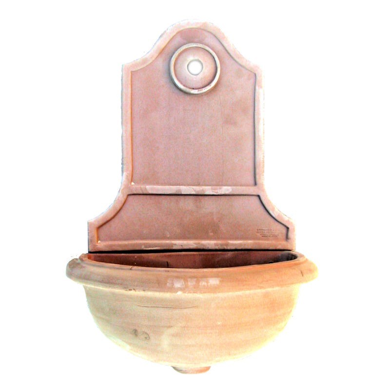Smooth terracotta wall fountain 2 pieces hand made