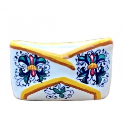 Portabiglietti da tavolo ceramica maiolica Deruta ricco Deruta giallo