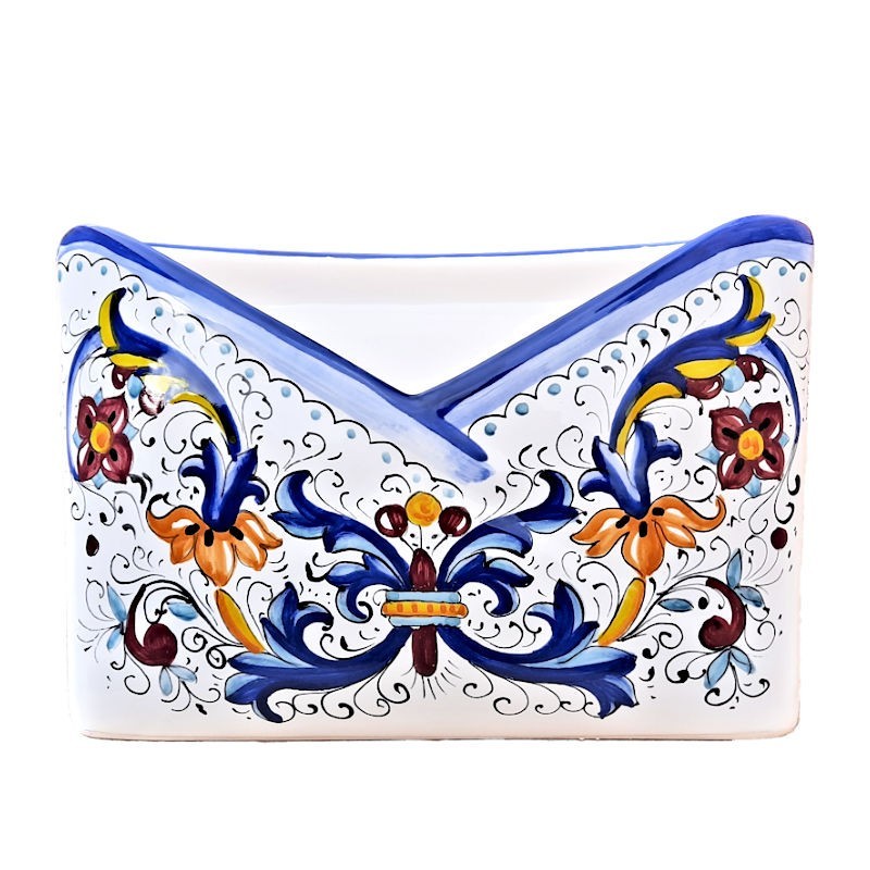 Letter Holder Deruta majolica ceramic hand painted with Rich Deruta blue decoration for the table