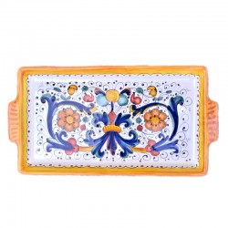 Rectangular Deruta ceramic majolica tray with rich Deruta Yellow decoration