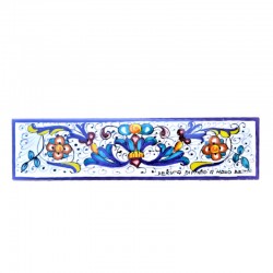 Deruta majolica ceramic tile hand painted rich Deruta blue decoration rectangular