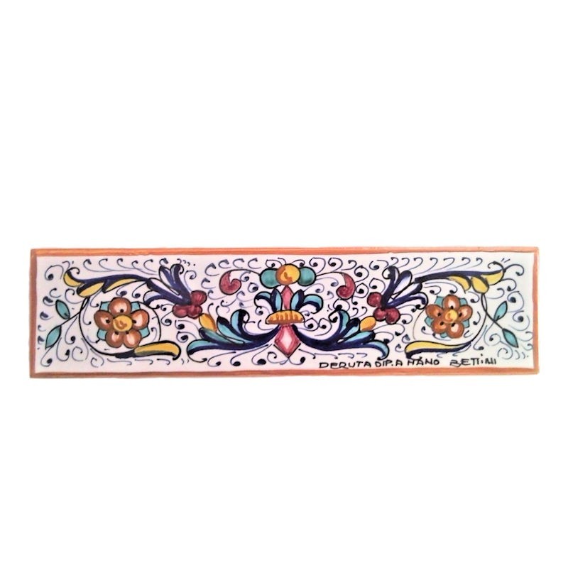 Deruta majolica ceramic tile hand painted rich Deruta yellow decoration rectangular