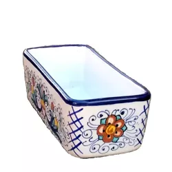 Porta bustine zucchero o tè ceramica maiolica Deruta dipinto a mano decoro ricco Deruta blu