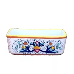 Sugar or tea bag holder Deruta majolica ceramic hand painted with rich Deruta yellow decoration