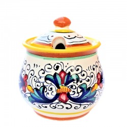Sugar bowl Deruta majolica ceramic hand painted with Rich Deruta yellow decoration