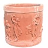 Cylindrical terracotta vase with putti cm 50 handmade