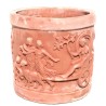 Cylindrical terracotta vase with putti cm 50 handmade