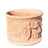 Cylindrical vase in terracotta with putti hand made Cm. 40