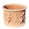 Cylindrical terracotta vase with putti cm 40 handmade