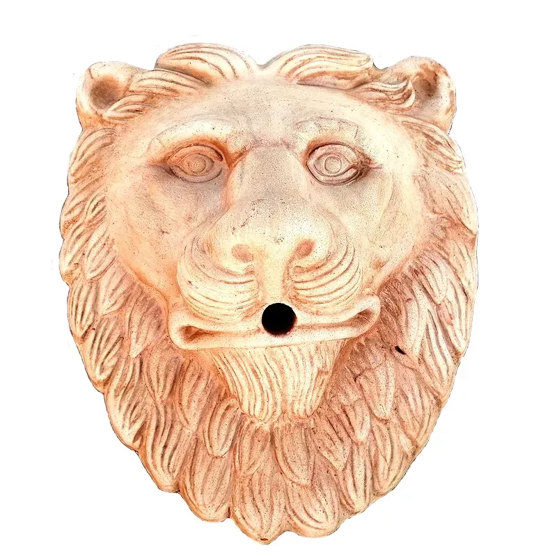 Maschera leone in terracotta per fontana