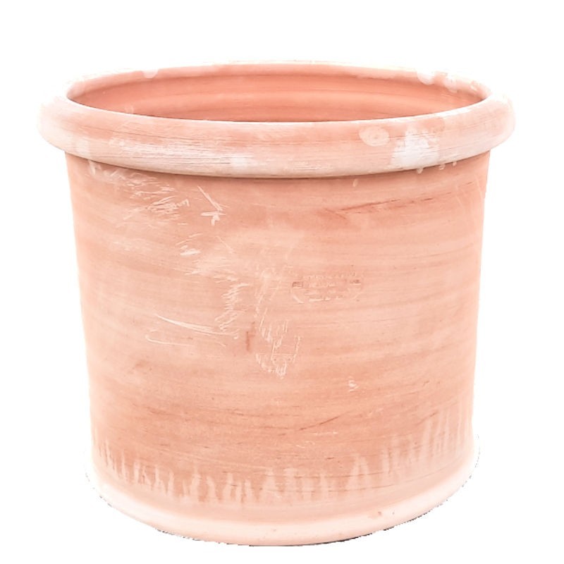 Smooth cylindrical vase terracotta handmade