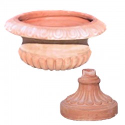 Terracotta footed vase with fluted hand made