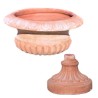 Terracotta footed vase with fluted handmade