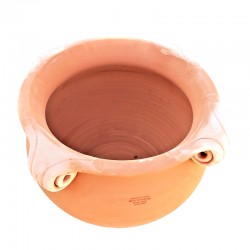 Big round terracotta planter with perforated curls handmade