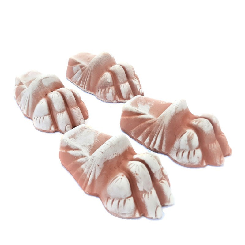 Set of 4 terracotta paw foot handmade