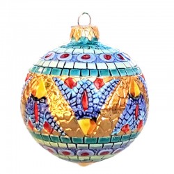 Palla di Natale ceramica maiolica Deruta dipinta a mano decoro oro 2