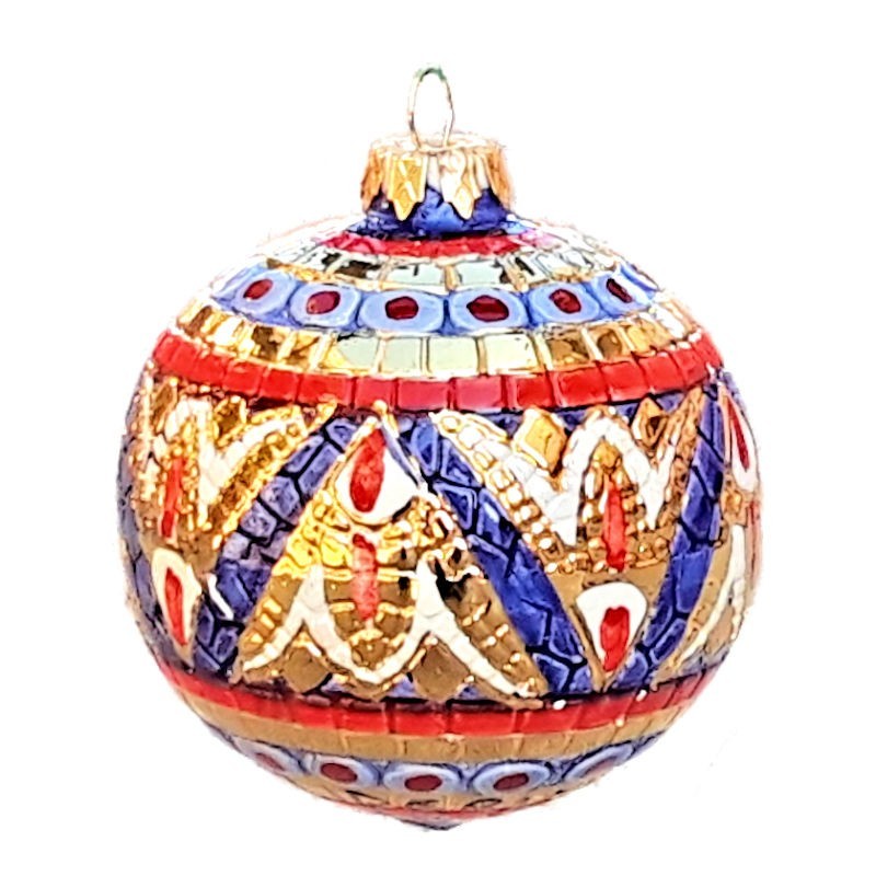 Palla di Natale ceramica maiolica Deruta dipinta a mano decoro Oro 1