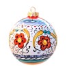 Christmas ornaments ball Deruta majolica ceramic hand painted with rich Deruta blue red decoration