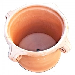 Cylindrical vase in terracotta with 4 perforated curls