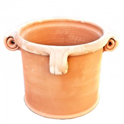 Cylindrical vase in terracotta with 4 perforated curls