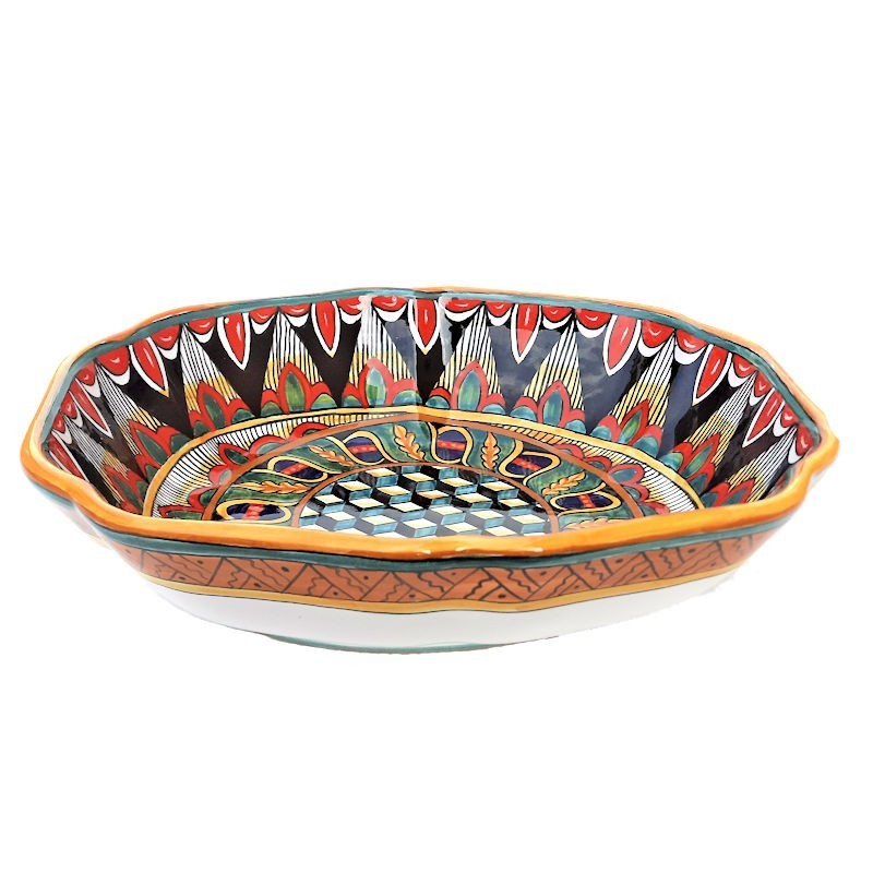 Legumiera ovale ceramica maiolica Deruta vario cubi