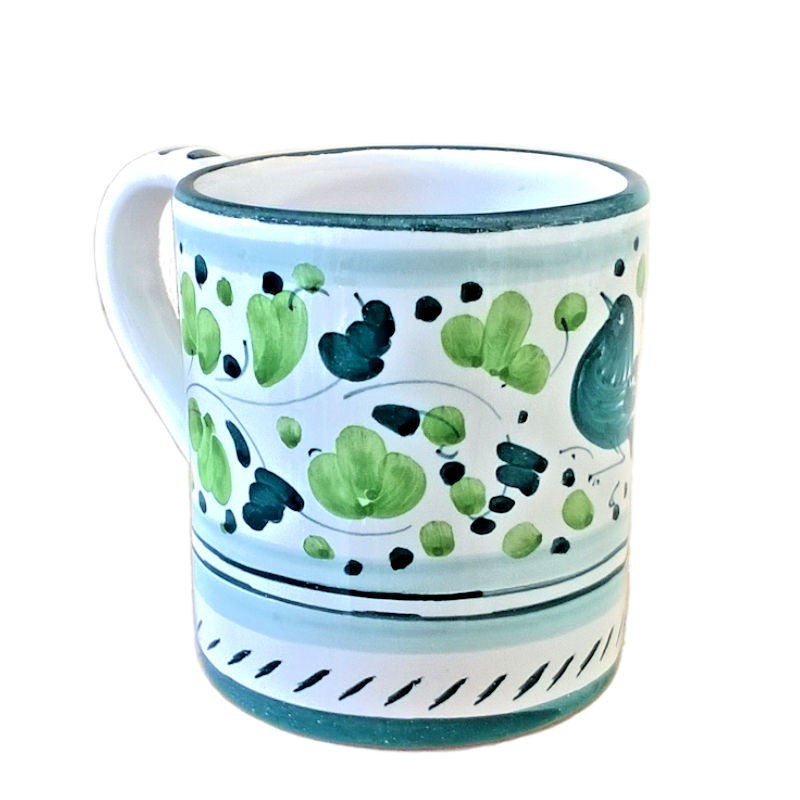 Mug majolica ceramic Deruta green arabesque