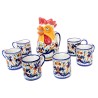 Rooster jug with 6 mugs majolica Deruta hand painted Rich Deruta Blue