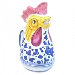 Rooster pitcher majolica ceramic Deruta blue arabesque