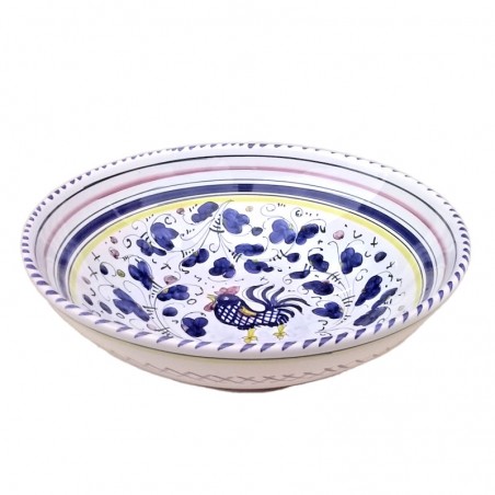 Salad bowl majolica ceramic Deruta blue rooster Orvietano