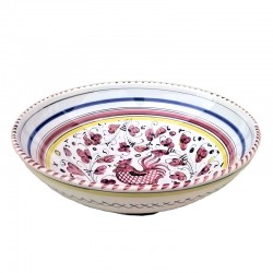 Salad bowl majolica ceramic Deruta red rooster Orvietano
