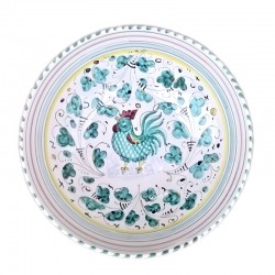 Bolo insalatiera ceramica maiolica Deruta dipinto a mano decoro Gallo Verde Orvietano